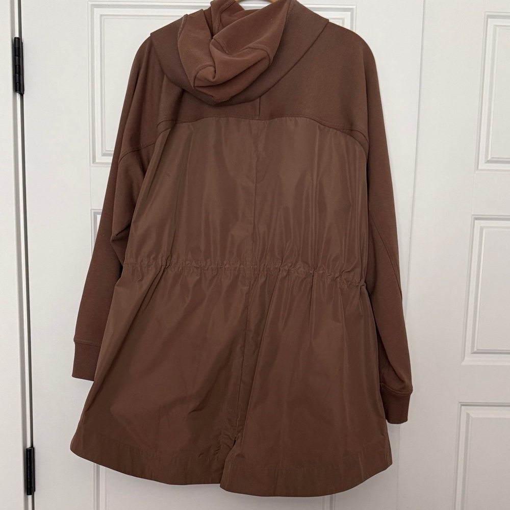 Athleta Hybrid Mushroom Brown Hooded Zip-Front Jacket - Picture 3 of 3